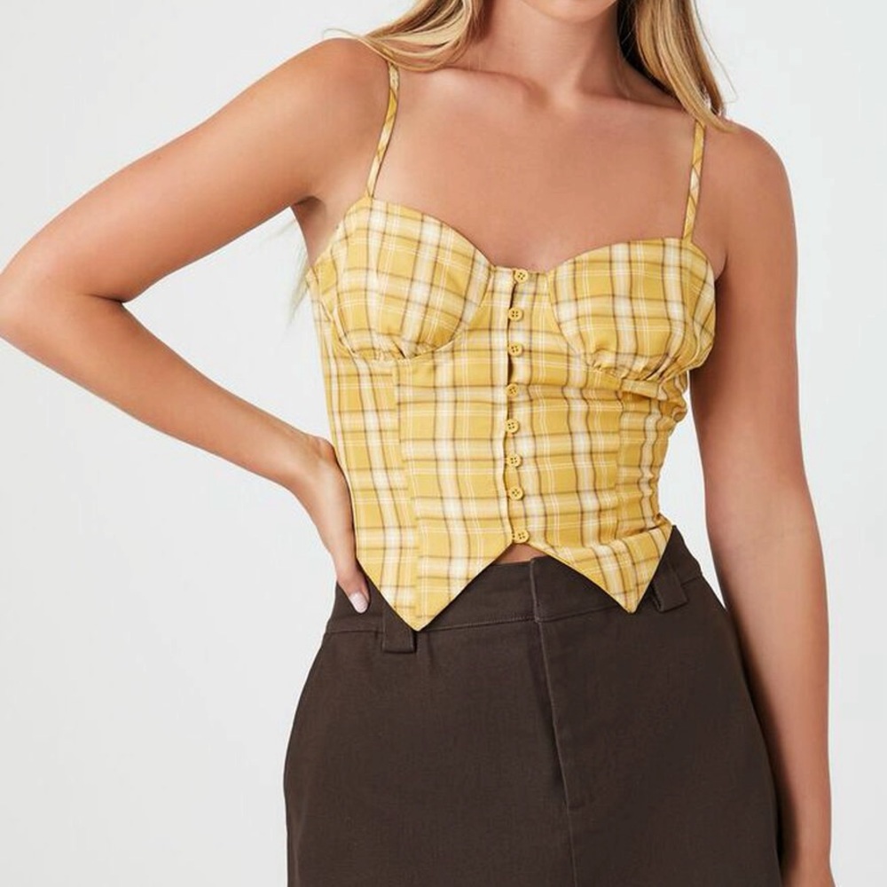 Plaid Bustier Top